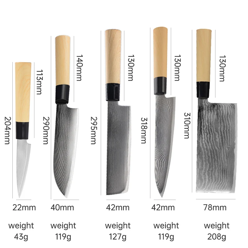 Набор кухонных ножей Damascus Steel 5 шт. набор Chef Japanische Messer Damaskus аксессуары ABS ручка Nakiri