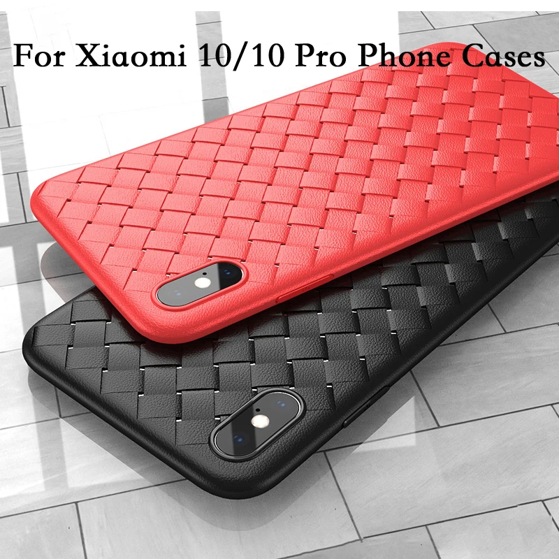 Роскошный Плетеный чехол для телефона xiaomi Mi 10Pro силиконовый с текстурой кожи 9T