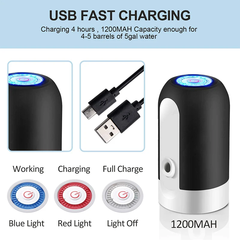 GcfHome насос для бутылки с USB зарядкой автоматический Электрический диспенсер воды