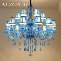 blue crystal chandelier lighting moderne led lamp home decoration indoor chandeliers living room bedroom dining room