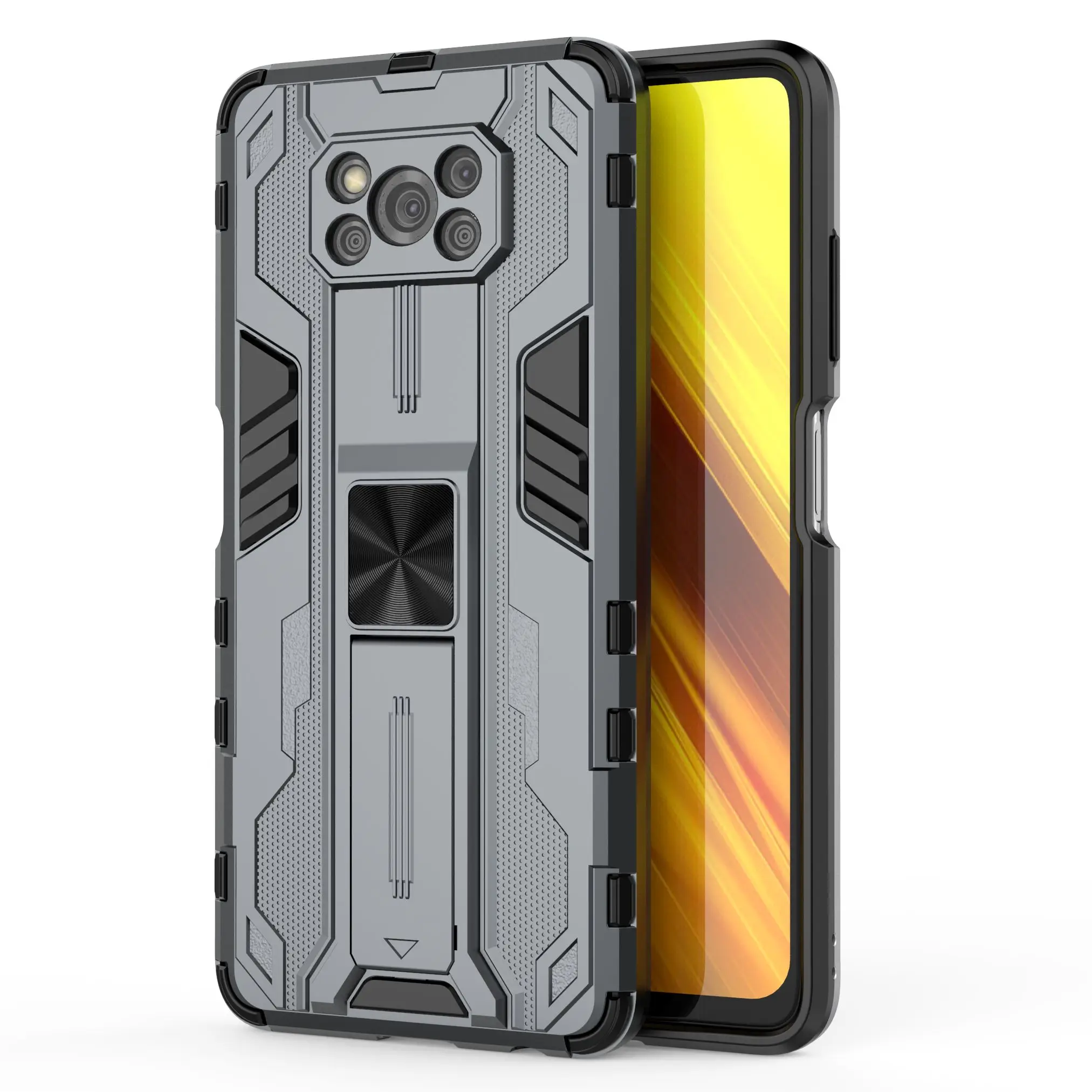 

Luxury Anti-fall Shockproof Armor Invisible Magnetic Bracket Phone Case For Xiaomi Poco X3 Pro NFC Heavy Protection Back Cover