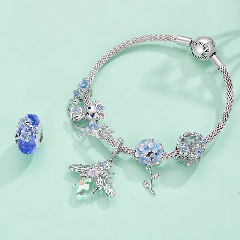 

Bisaer Fairy Garden Charms Colorful Blooming Life Authentic 925 Sterling Silver Fit Bracelet Pendants DIY Original Fine Jewelry