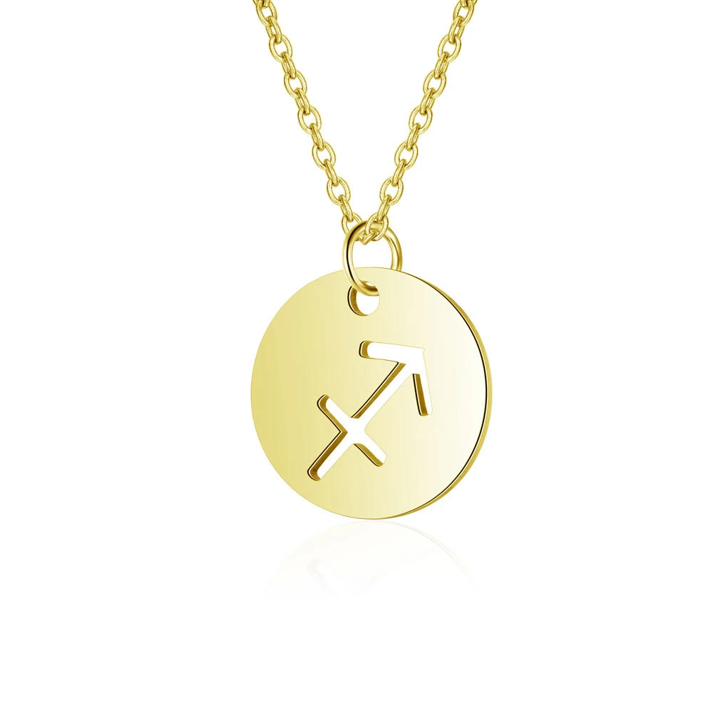 

Twelve Constellations Pattern Chain Necklace 316L Stainless Steel Gold Color Fashion Horoscope Zodiac Pattern Neckalce Wholesale