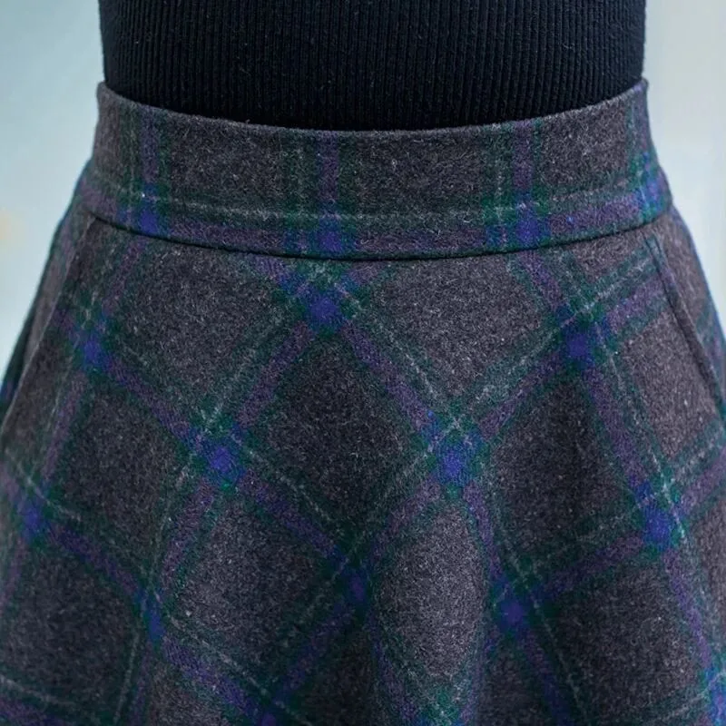 

Plus Size 3XL High Waist Skirts faldas mujer moda 2019 Women Maxi Wool Skirt Elastic Waist Elegant Office Lady Long Plaid Skirts