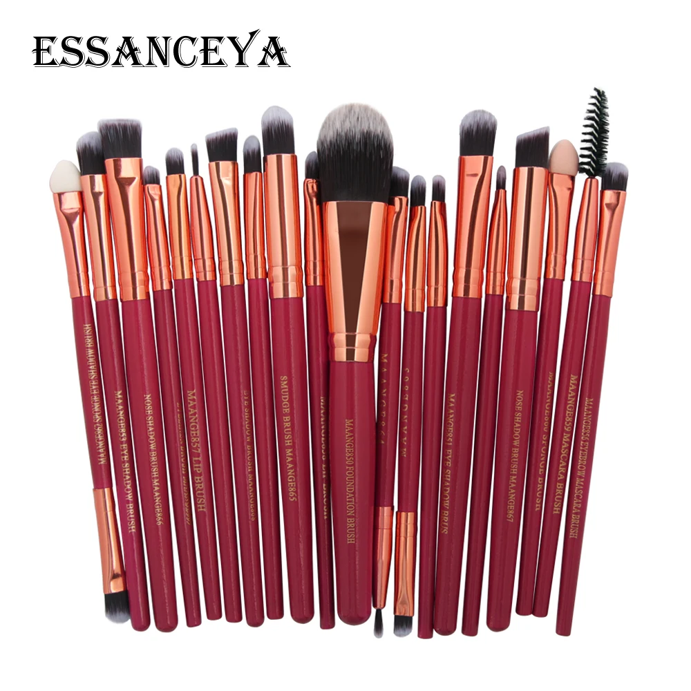 20YJ Essanceya Pro 20/22 шт. кисти для макияжа косметическая пудра Румяна Тени для век подводка для глаз Красота Макияж Кисти Инструменты для макияжа бровей - Handle Color: 20YJ