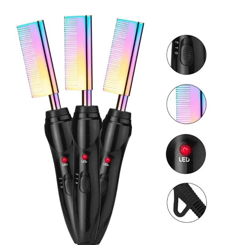 

Hot Comb Hair straightener Electric Heat Pressing Combs Straightening Comb Curling Iron