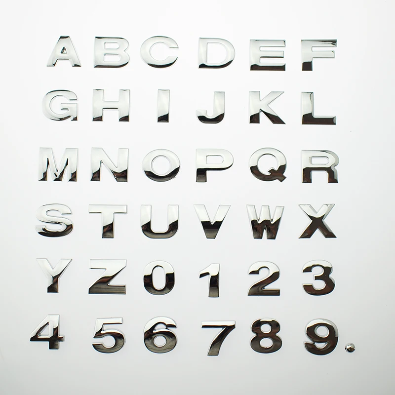 

1pcs Car Stickers silver black Car styling metal stickercar styling 3D metal Letters emblem Digital Figure Number Chrome DIY