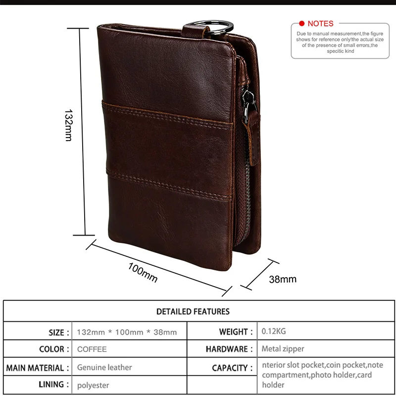 

Genuine Crazy Horse Cowhide Leather Men Wallet Short RFID Coin Purse Small Vintage Wallet Brand High Quality Designer