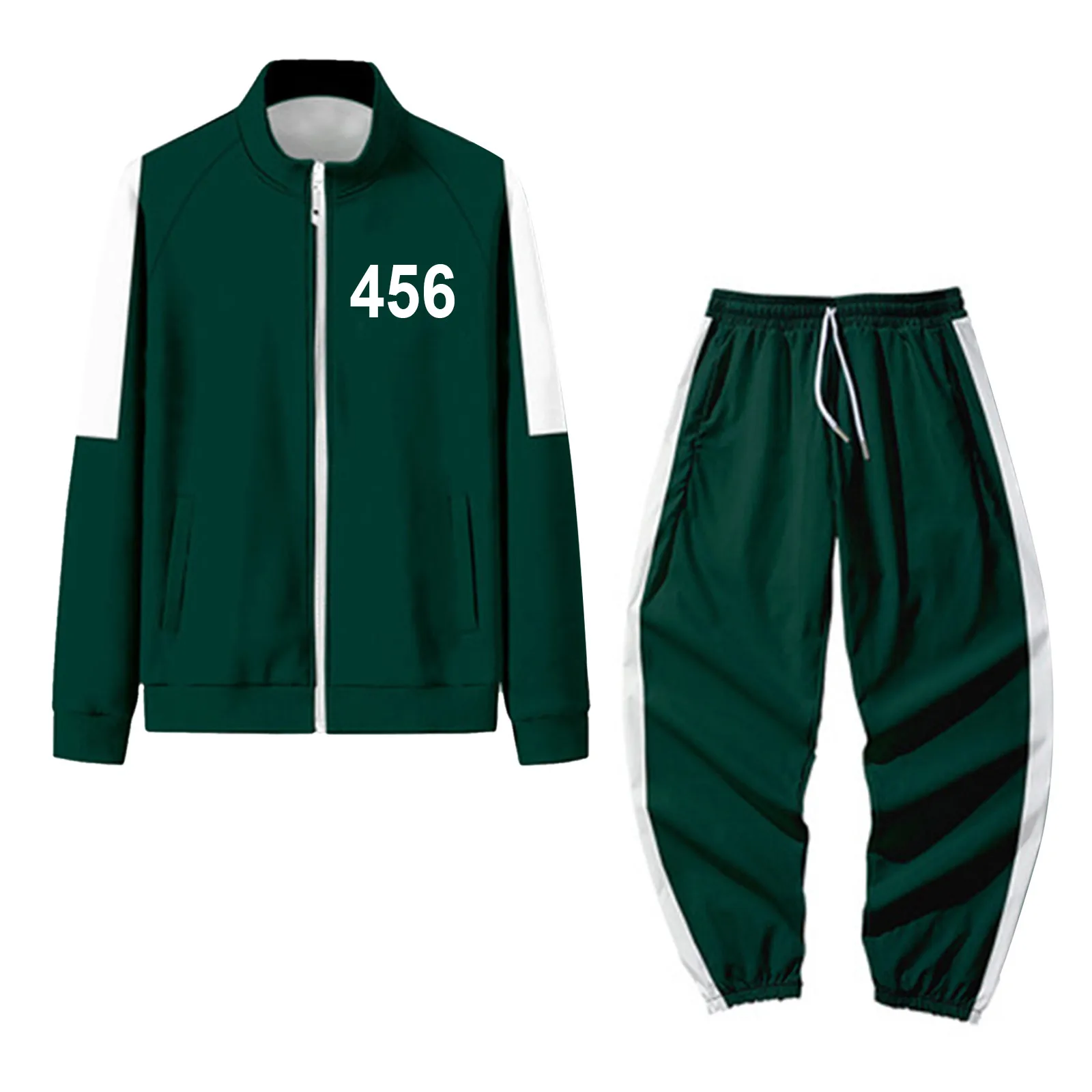 

Осень-зима, мужские и женские спортивные толстовки, набор, костюмы для игры в кальмары, косплей, куртка-кардиган на молнии, штаны, Sudadera Mujer A40