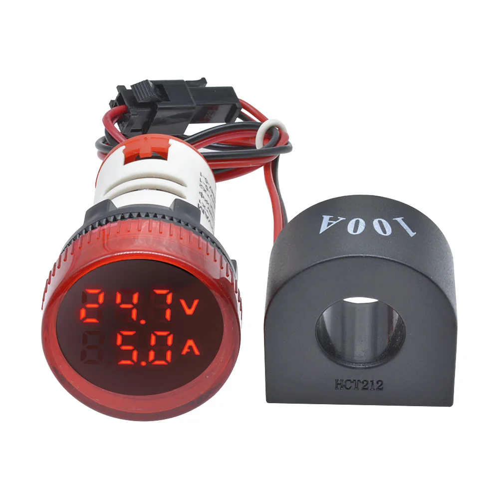 Цифровой мини вольтметр амперметр 22 мм переменный ток 50 500 В диапазон 0 100A