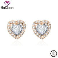 huisept fashion women earrings silver 925 jewelry 7 87 8mm zircon gemstones heart shape stud earrings for wedding party gifts