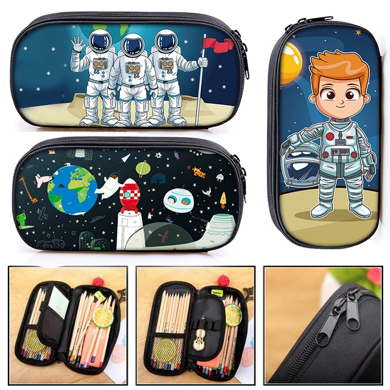 Мультяшный Космос астронавт косметичка пенал детский школьный с галактикой