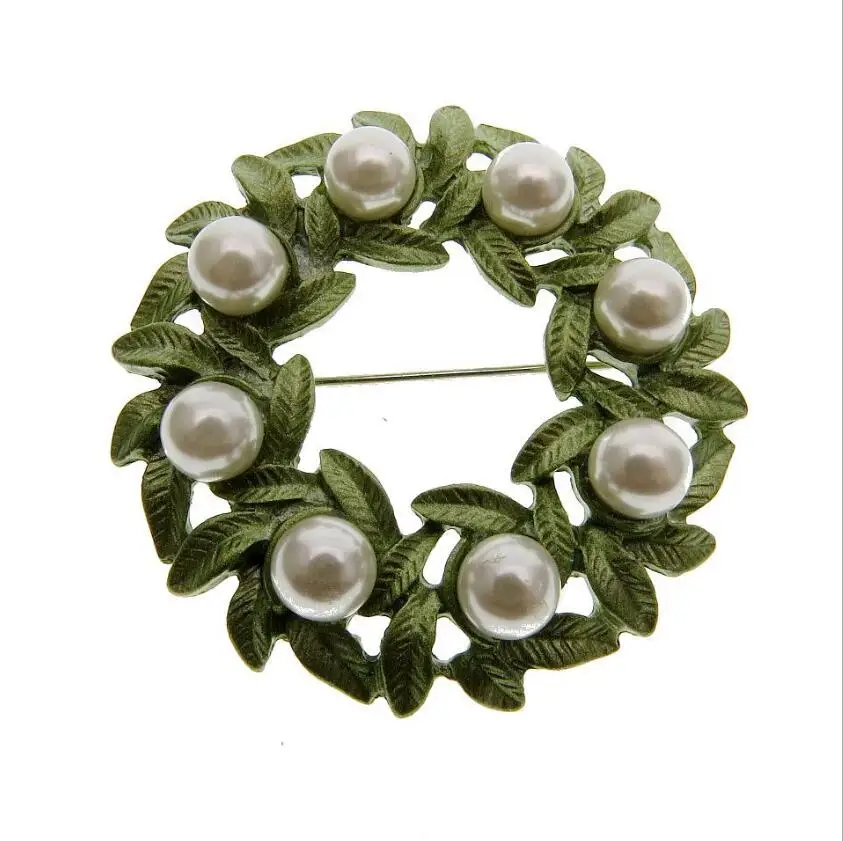CSxjd 2020 Новый Винтаж ювелирный завод лист растения венок имитация жемчуга брошь