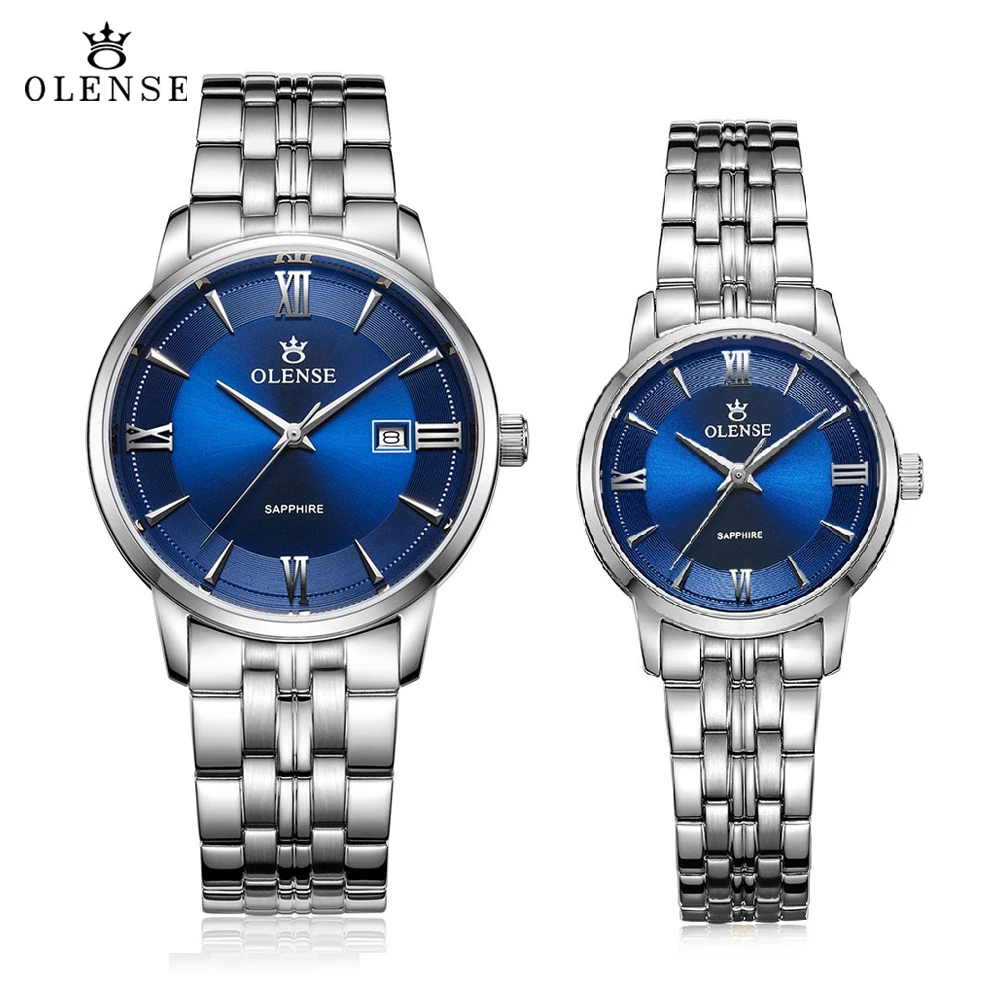 

Часы наручные OLENSE для влюбленных, брендовые Модные Кварцевые водонепроницаемые с сапфировым стеклом, для мужчин и женщин, подарок на праздн...