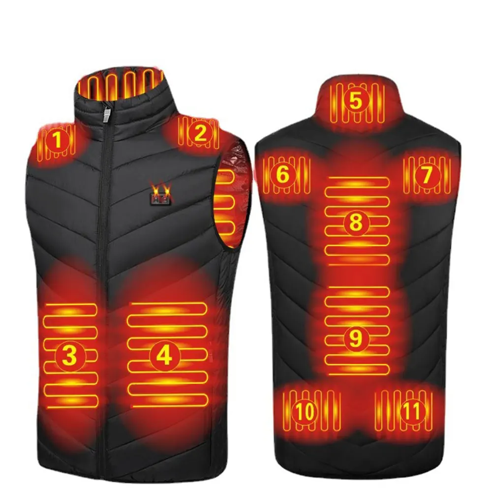 

11 Panels Heated Vest Jacket Fashion Men Women Coat Intelligent USB Heating Thermal Warm Clothes Winter Heated Vest 열선조끼