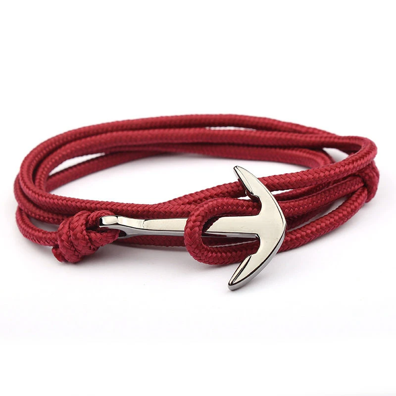 2-6 Adjustable Paracord Anchor Bracelet Woman Men Charm Bracelets Alloy Anchor Nylon Rope Chain Armband Vintage Bracelets& Bangles - Окраска металла: 2-6