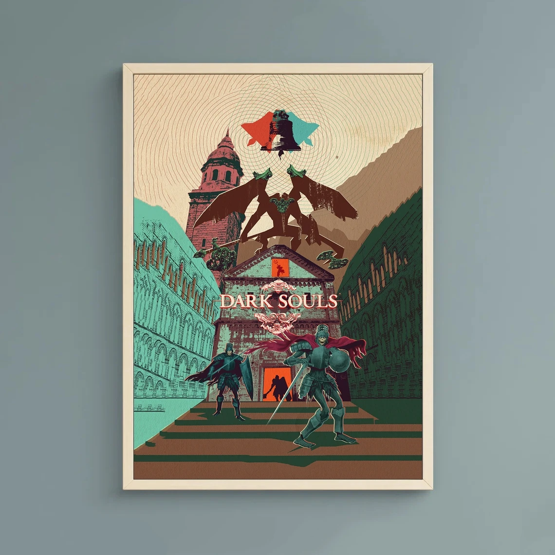 Плакат с изображением темных душ плакат замка солдата босса альтернативный