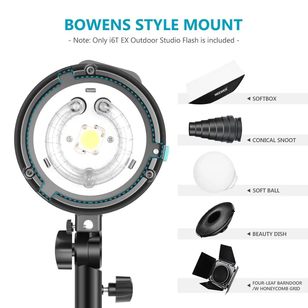 Neewer i6T EX 600W 2,4G ttl Studio Strobe 1/8000 HSS вспышка моносвет совместима с sony, беспроводной триггер/моделирующая лампа/Recycl