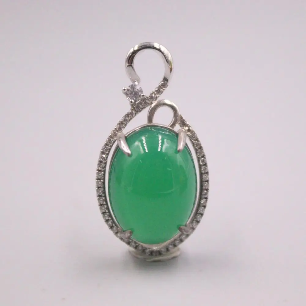 

Pure 925 Sterling Silver Pendant 32x20mm Chalcedony Oval Bead Charms