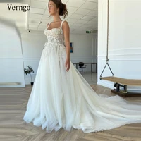 verngo new 2021 pretty a line floral lace wedding dress straps sweetheart 3d flowers tulle garden country bridal gowns robes