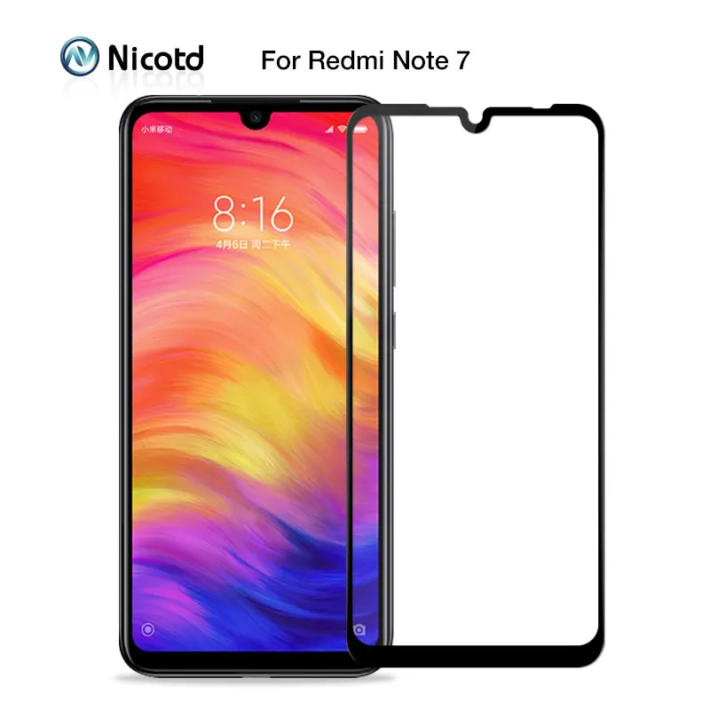 Оригинальное закаленное стекло Nicotd для Redmi Note 7 Защита экрана полное покрытие