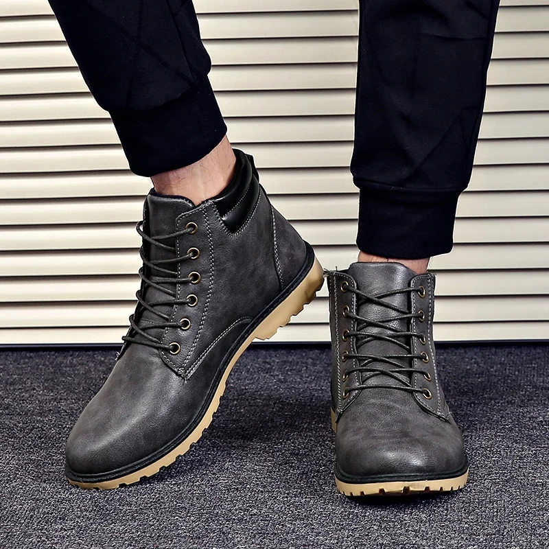 

2020 New Leather Men Boots Autumn Winter Ankle Boots Fashion Casual Footwear Shoes Men Winter Shoes Men ZH100559