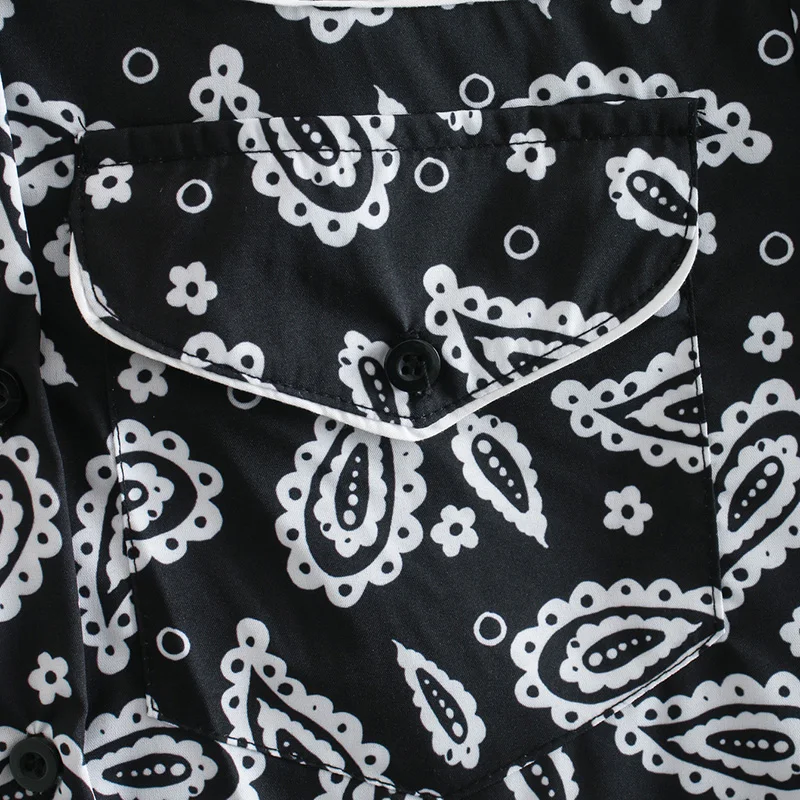 Женская модная черная рубашка с длинным рукавом топ отворотом в национальном