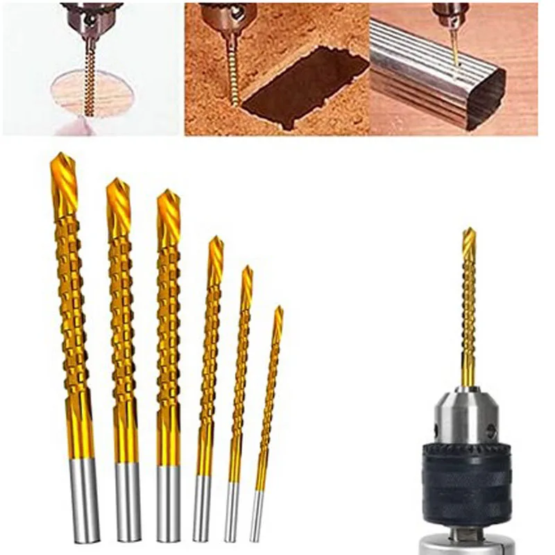 

High-speed Steel 6-piece Woodworking Serrated Drills Grooving Drills Saw Drills Line Drills Straight Shank Twist Drills