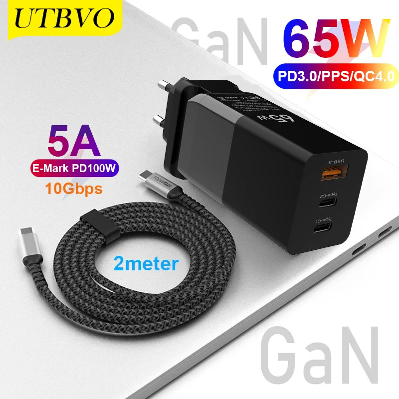 Адаптер питания 65 Вт 1 порт PD65W PPS 45 20 для ноутбуков с разъемом Type C MacBook iPhone Samsung