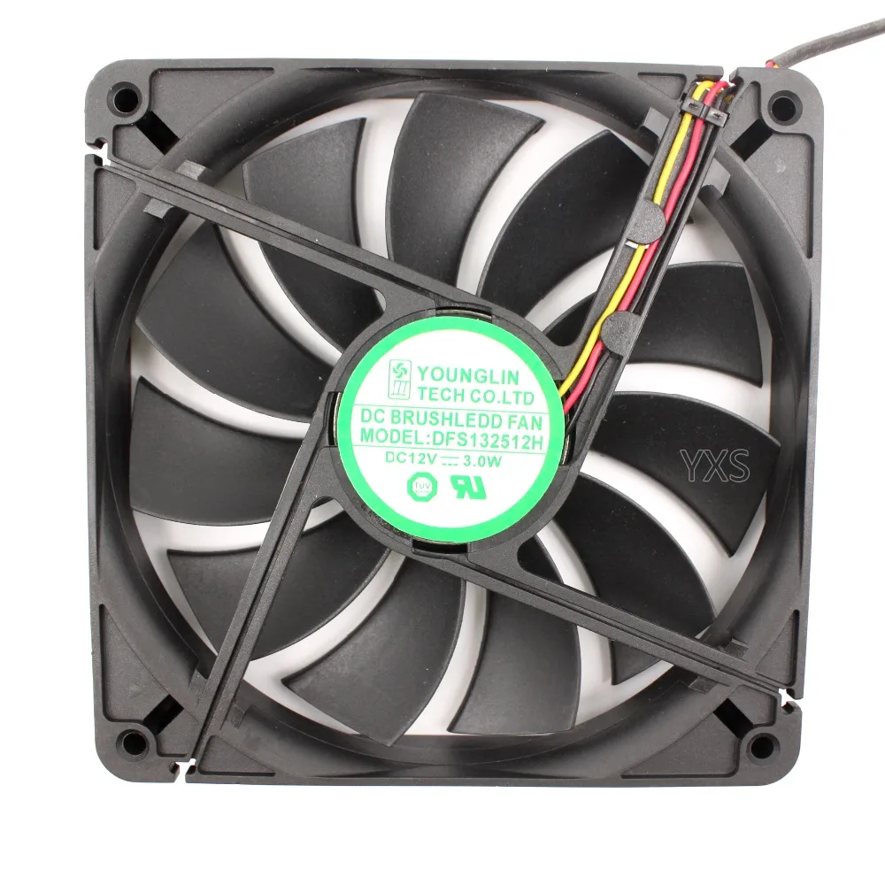 DFS132512H бесшумный шасси охлаждающий вентилятор DC 12V 3W 0.25A 2200 об/мин 13525 13,5 см 135*135*25 мм 2 провода