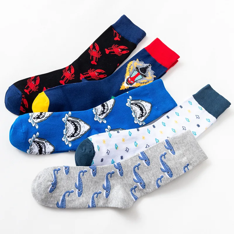 25 Fashion Men Creative Casual Gentle High Quality Color Funny Happy Boys Socks Party Dress Cotton Skateboard Street Sox Male