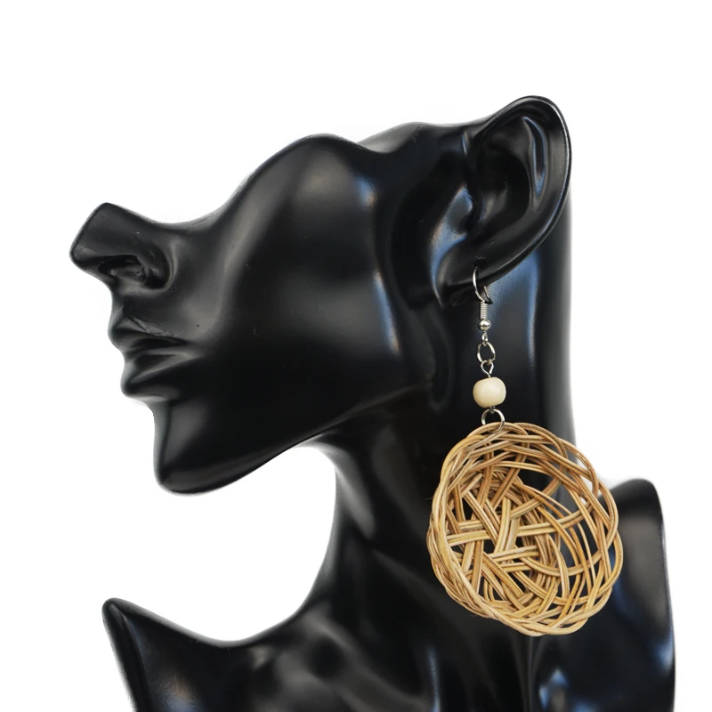 Женские серьги ручной работы M & G корейские из ротанга в большой деревянной