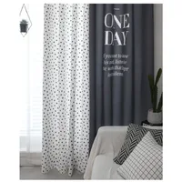 Modern Black and White Wave Dot Printed Blackout Curtains for Living Room Bedroom Nordic Geometric Letter Grey Curtain Drapes