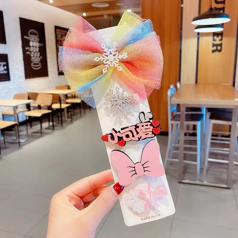 

5pcs Fancy Flow Shaped High Quality Children's Clip Woman Hairpin BbClip Girl Broken Hair BangsClip Cute Headdress Girl Colorful