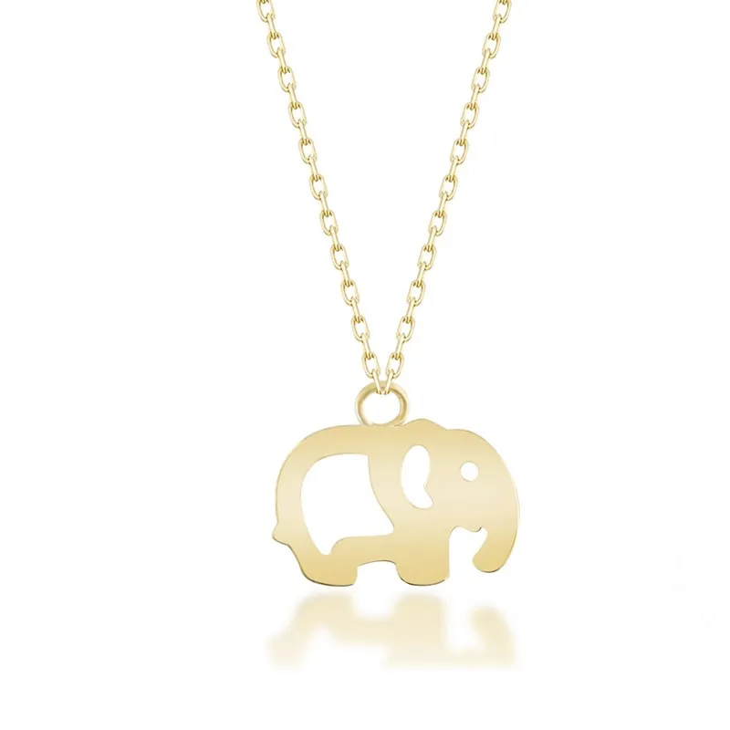 925 пробы Серебряное золотое ожерелье с минимальным слоном|Подвески| |