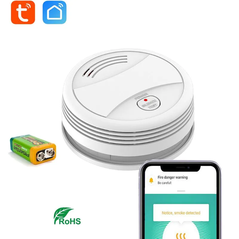 

Прямая поставка! Беспроводной смарт-детектор дыма Tuya-Wifi, пожарная сигнализация с управлением через приложение Tuya, для дома и офиса, противоп...