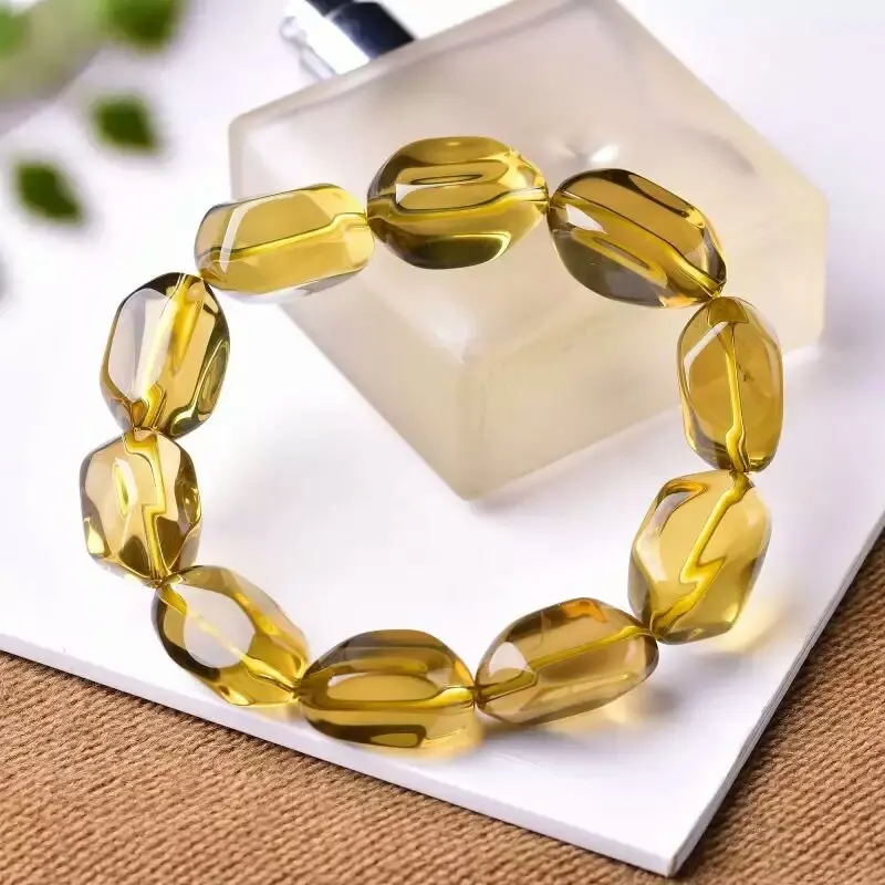 

Natural Brazil Citrine Bracelet Will Grain Irregular Lemon Yellow Bracelet Male Fund Hand String Recruit Wealth Permeation Tuba