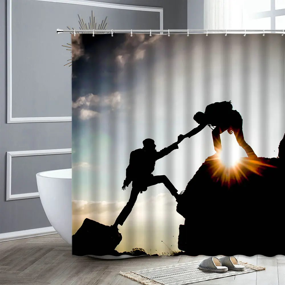

Waterproof Fabric Shower Curtain Climbing Rock Extreme Sports Printed Bathtub Partition Home Decor Bathroom Curtains Bath Cloth