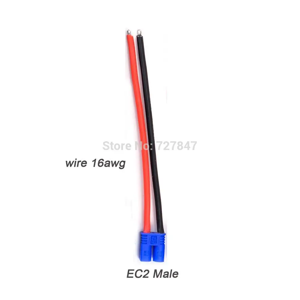 1 x EC2 Male 16awg XT90 XT60 XT30 EC5 EC3 EC2 T разъем мужской/женский разъем силиконовый провод 12/14/16AWG RC кабель батареи 90 мм/100 мм - Цвет: 1 x EC2 Male 16awg