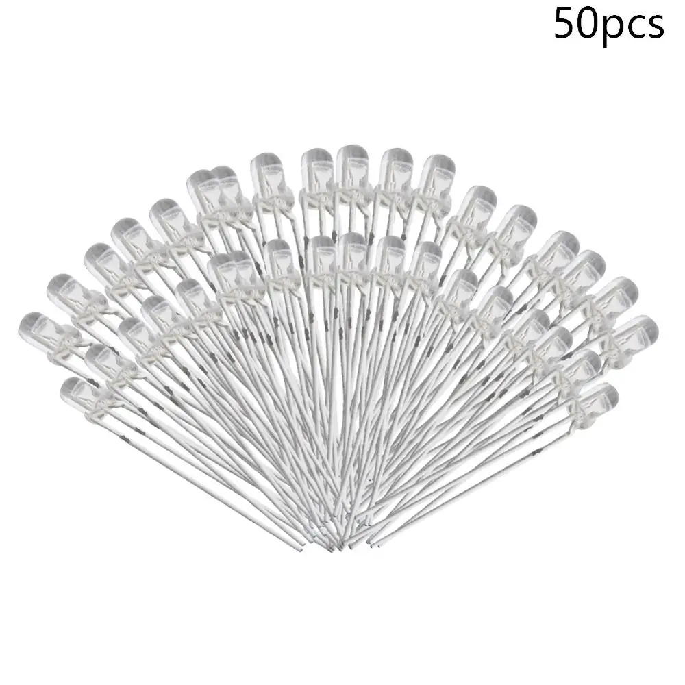 

50Pcs 3mm LED Diode Lights Bright Red Blue Lights Emitting Lighting Bulb Round Head Lamp Bead 3 Pins LED Diode