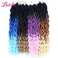 Betella Curly Faux Locs Synthetic Crochet Braids Hair Extension Bohemian Goddess Soft Natural Ombre Brown Braids With Curly Ends