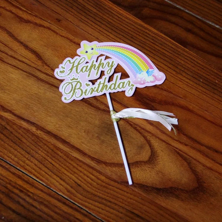 Радужный Топпер для торта лента детского дня рождения топперы кексов флаги