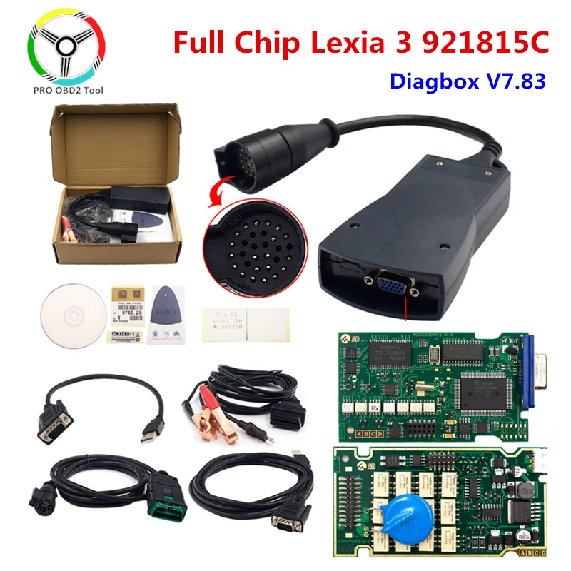 Автомобильный диагностический сканер Golden Diagbox V7.83 Lexia 3 PP2000 полный чип с 921815C OBD2 для