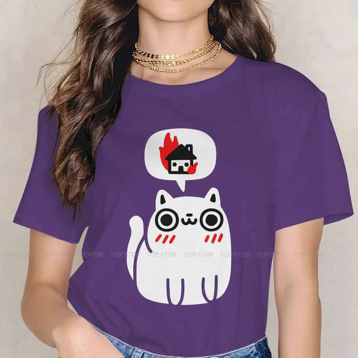 

Dreaming Of Destruction Round Collar TShirt Cat Moggy Cartoon Cute Kitten Alley Animal Classic T Shirt Woman Plus Size Big Sale