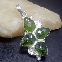 gemstonefactory jewelry big promotion 925 silver amazing shiny green peridot women ladies mom gifts necklace pendant 0372