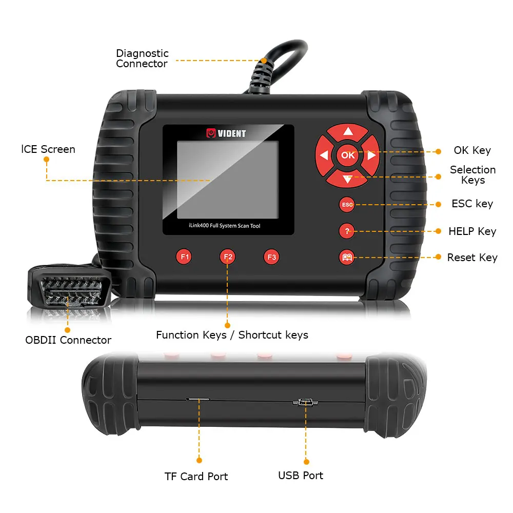 Диагностический инструмент VIDENT iLink400 цельная система поддержка ABS/SRS/EPB/DPF