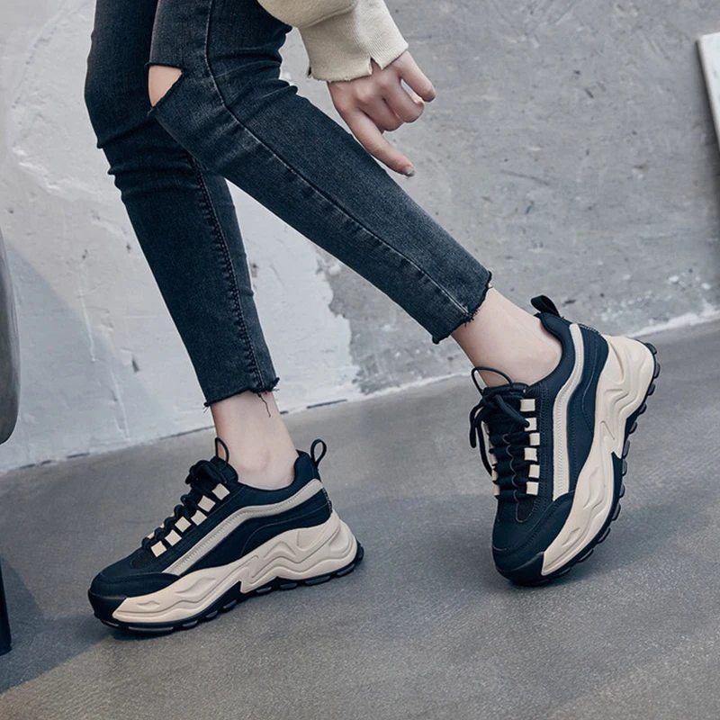 Кроссовки женские на толстой подошве кроссовки плоской для бега из