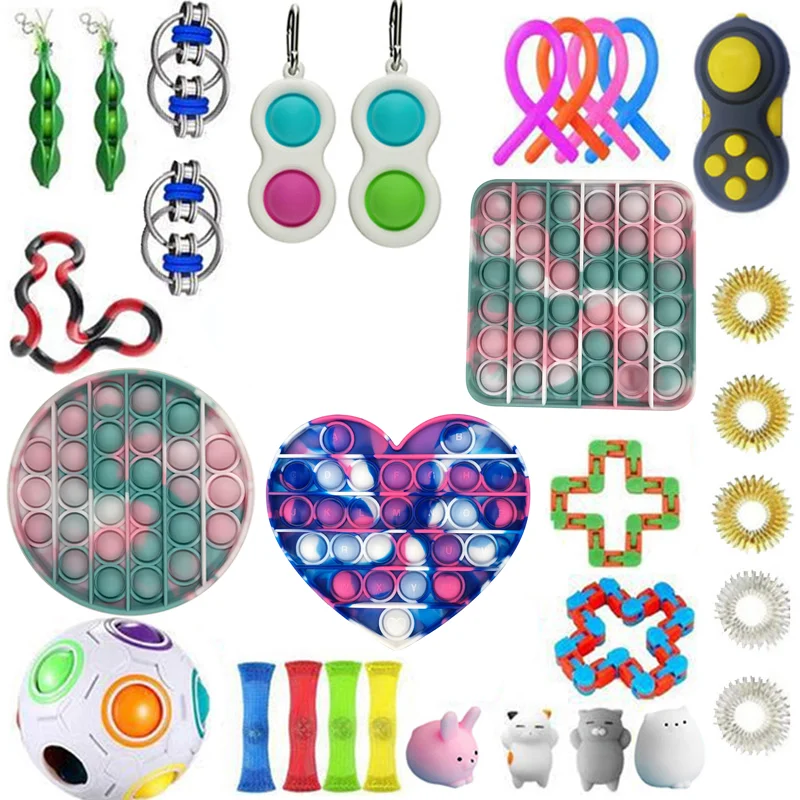 

Fidget Toys Pop It Anti Stress Set Stretchy Strings Push Gift Pack Adults Children Squishy Sensory Antistress Relief Figet Toys
