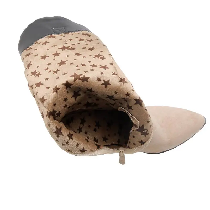 Женские сапоги до середины икры REAVE CAT зимние больших размеров с острым носком и