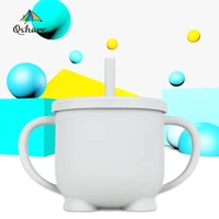 qshare 200ml baby drinking cup silicone leakproof water feeding training tumbler with easy grip handles